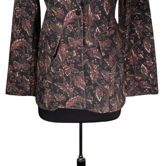 Sam Edelman Women's Margot Blazer Floral Denim One Button Work Suit Jacket S - Picture 6 of 9